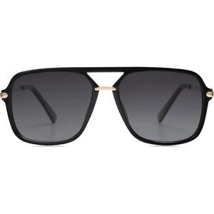 Sojos Square Retro Women Black Polarized Lens Trendy Aviator Shades Sunglasses
